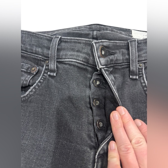 Rag & Bone Men's Size 32 Black Distressed Standard Issue Fit 1 Extra Slim Jeans - Picture 3 of 10